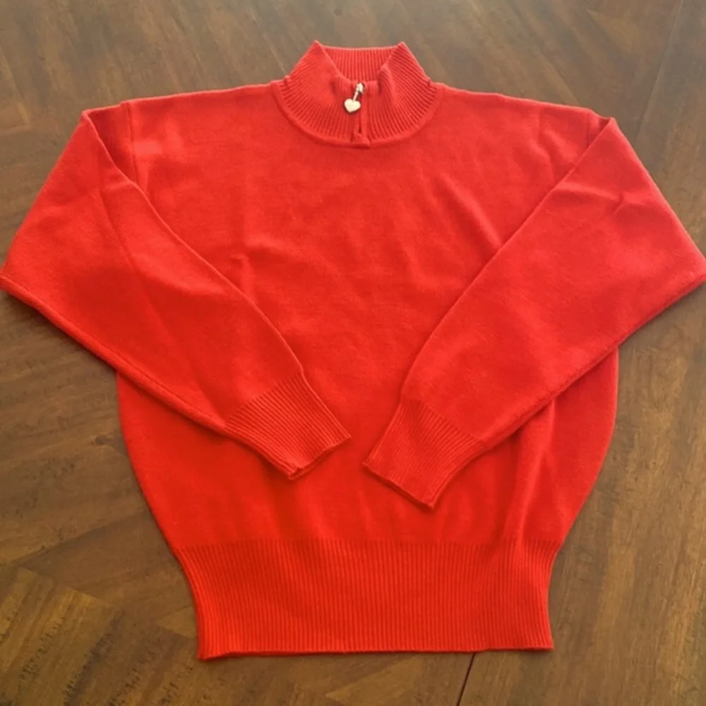 Obermeyer vintage ski sweater red women’s size M mock neck 1/4 zip - Picture 1 of 10
